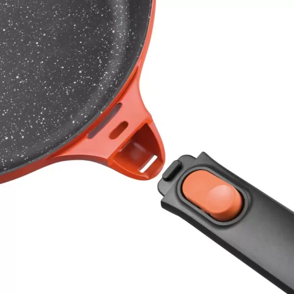 BergHOFF GEM Stay Cool 4.9 qt. Cast Aluminum Nonstick Saute Pan in Orange with Glass Lid