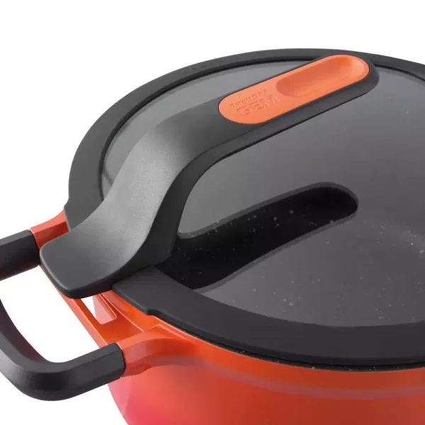 BergHOFF GEM Stay Cool 4.1 qt. Cast Aluminum Nonstick Saute Pan in Orange with Glass Lid