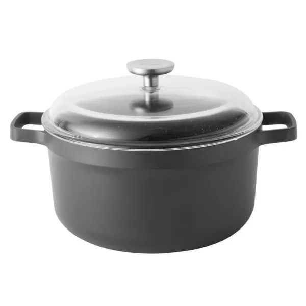 BergHOFF GEM 5.2 qt. Cast Aluminum Nonstick Stock Pot in Black with Glass Lid