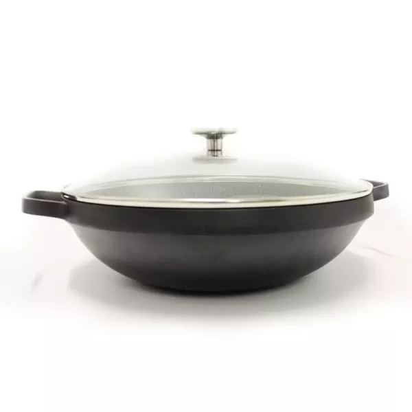 BergHOFF GEM 12.5 in. Cast Aluminum Nonstick Wok with Glass Lid