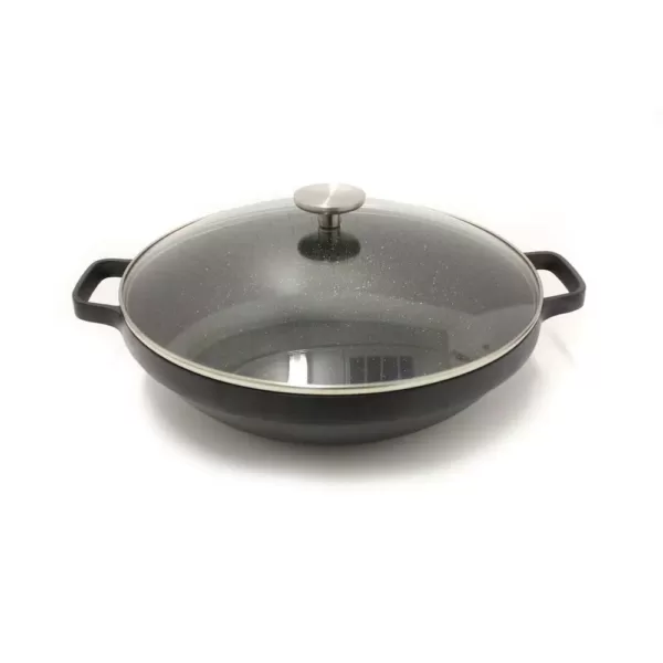 BergHOFF GEM 12.5 in. Cast Aluminum Nonstick Wok with Glass Lid