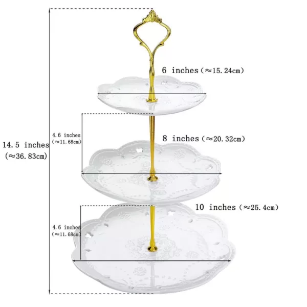 MALACASA 3-Tiered White Cupcake Tower Stand Porcelain Tiered Serving Stand Round Dessert Stand