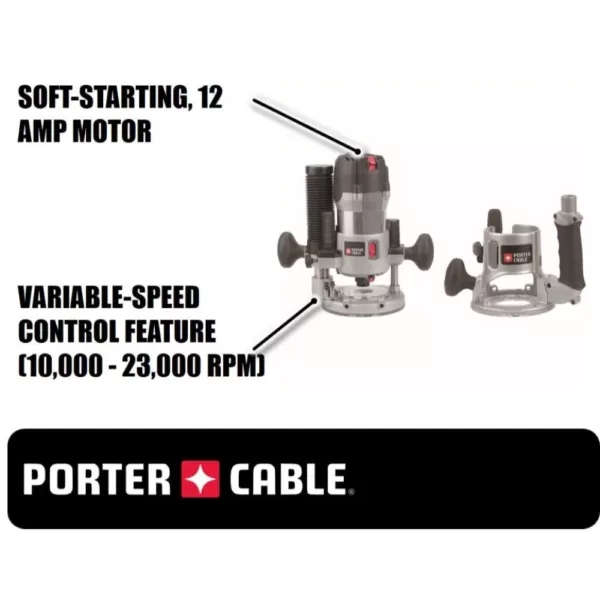 Porter Cable Side Router Porter-Cable 2-1/4 Peak HP, Multi-Base Router Kit with GripVac ...