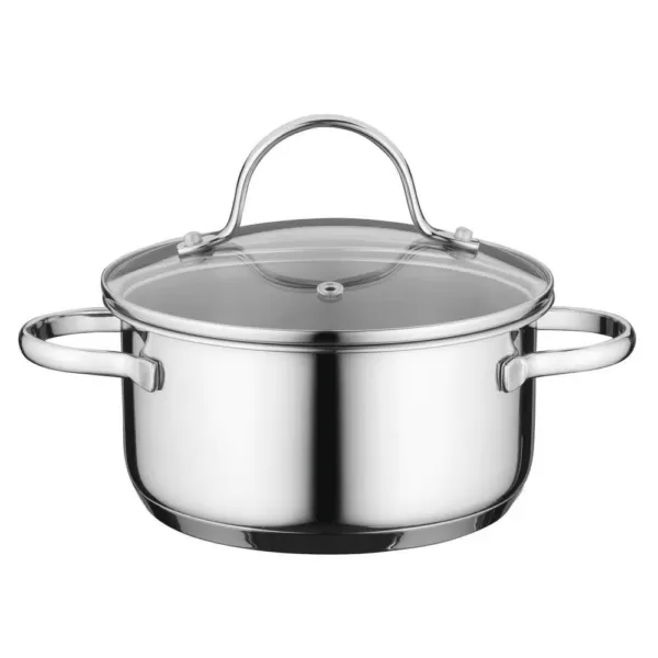 BergHOFF Essentials Comfort 1.7 qt. Round Stainless Steel Casserole Dish with Glass Lid