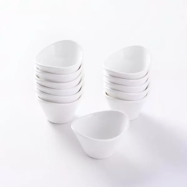 MALACASA 2.5 in. White Porcelain Ramekins Serving Bowls for Souffle Dishes (Set of 12)